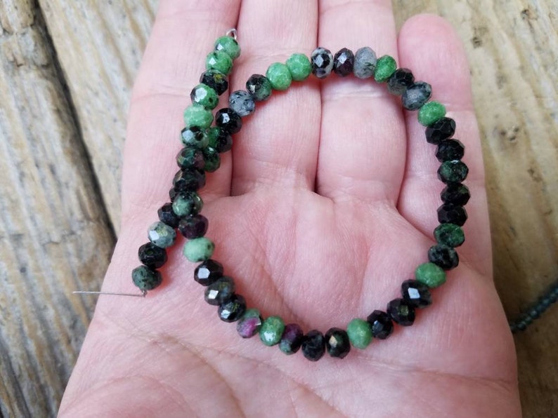 Jewelry Supply Ruby in Zoisite 5 x 4mm Faceted Rondelle Bead Semi Precious Gemstone Beading Supply