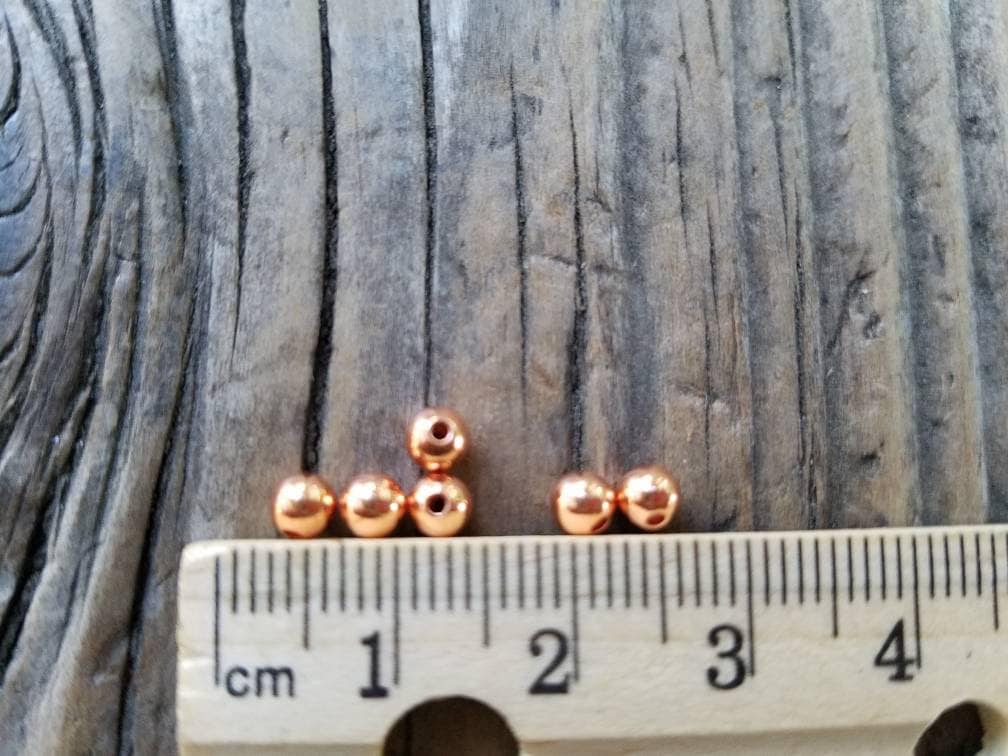 3mm Smooth Round Bright Copper Beads Approximately 195 Pieces BDZ-2109  Closeout Final Sale