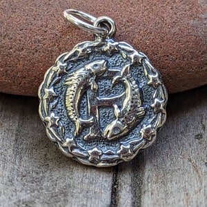 Pisces Zodiac Sign Sterling Silver Charm