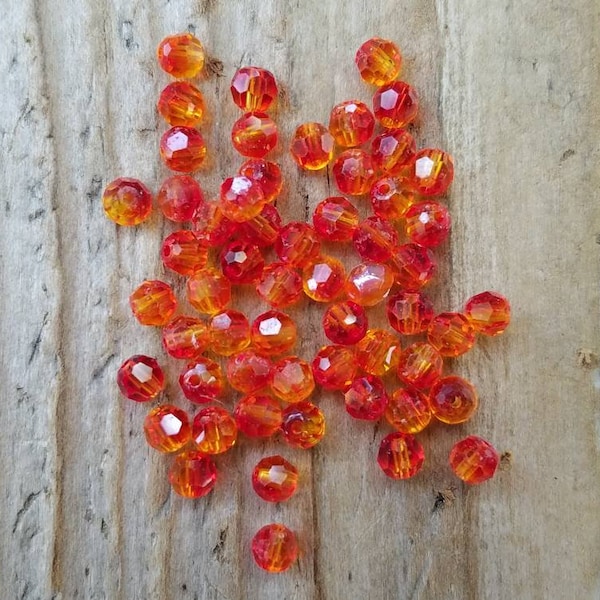 Orange Swarovski Crystal 4mm Round Faceted Bead, FIFTEEN BEADS, Fire Opal, Dark Orange Crystal, Jewelry Supplies, Beading Supplies