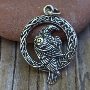 Celtic Raven Sterling Silver Pendant Charm