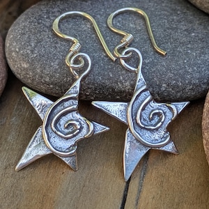 Artisan Spiral Star Sterling Silver Earrings