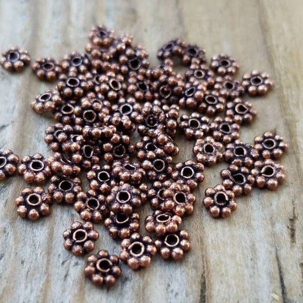 4mm Gold OR Copper Daisy Spacer Beads, Gold Brass Flower Beads, Jewelry Findings, Beading Supplies, Jewelry Supplies