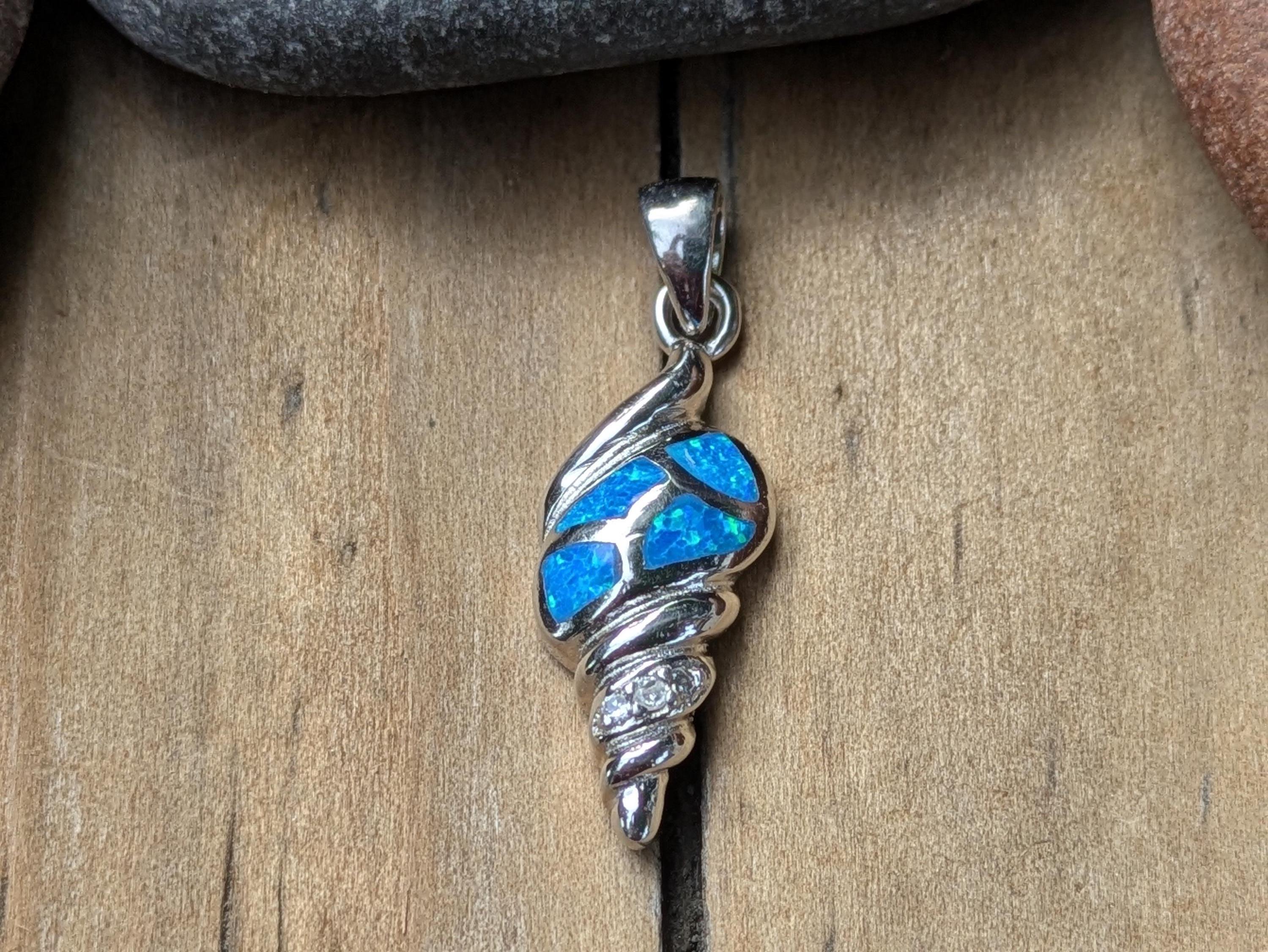 Blue Opal Auger Shell Sterling Silver Charm | Conch Charm - Etsy