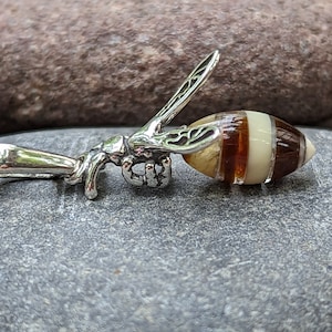 Artisan Bumblebee Sterling Silver Charm, 3D, Realistic Bee, Bee Jewelry, Chain Optional, Jewelry Supplies