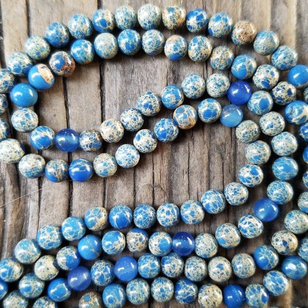 Blue Jasper 4mm Smooth Round Beads, Natural Blue Jasper, Light Blue, Beading Supplies