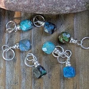 Turquoise and Sterling Silver Charm | ONE Charm | TINY 4mm Faceted Cube