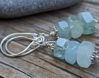 Aquamarine and Sterling Silver Earrings, March Birthstone, Staggs Lane