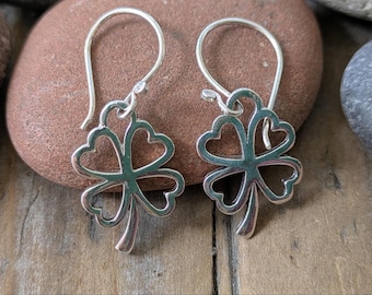 Four Leaf Clover Sterling Silver Earrings
