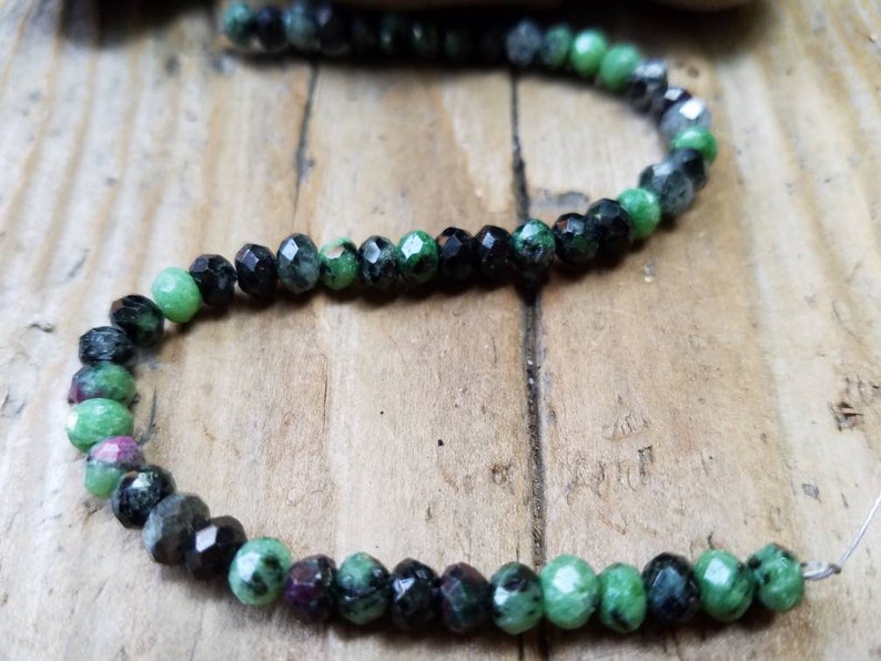 Jewelry Supply Ruby in Zoisite 5 x 4mm Faceted Rondelle Bead Semi Precious Gemstone Beading Supply
