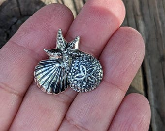 Sterling Silver Mixed Seashell Pendant | Starfish, Sand Dollar