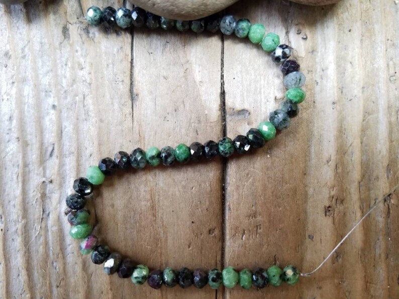 Jewelry Supply Ruby in Zoisite 5 x 4mm Faceted Rondelle Bead Semi Precious Gemstone Beading Supply