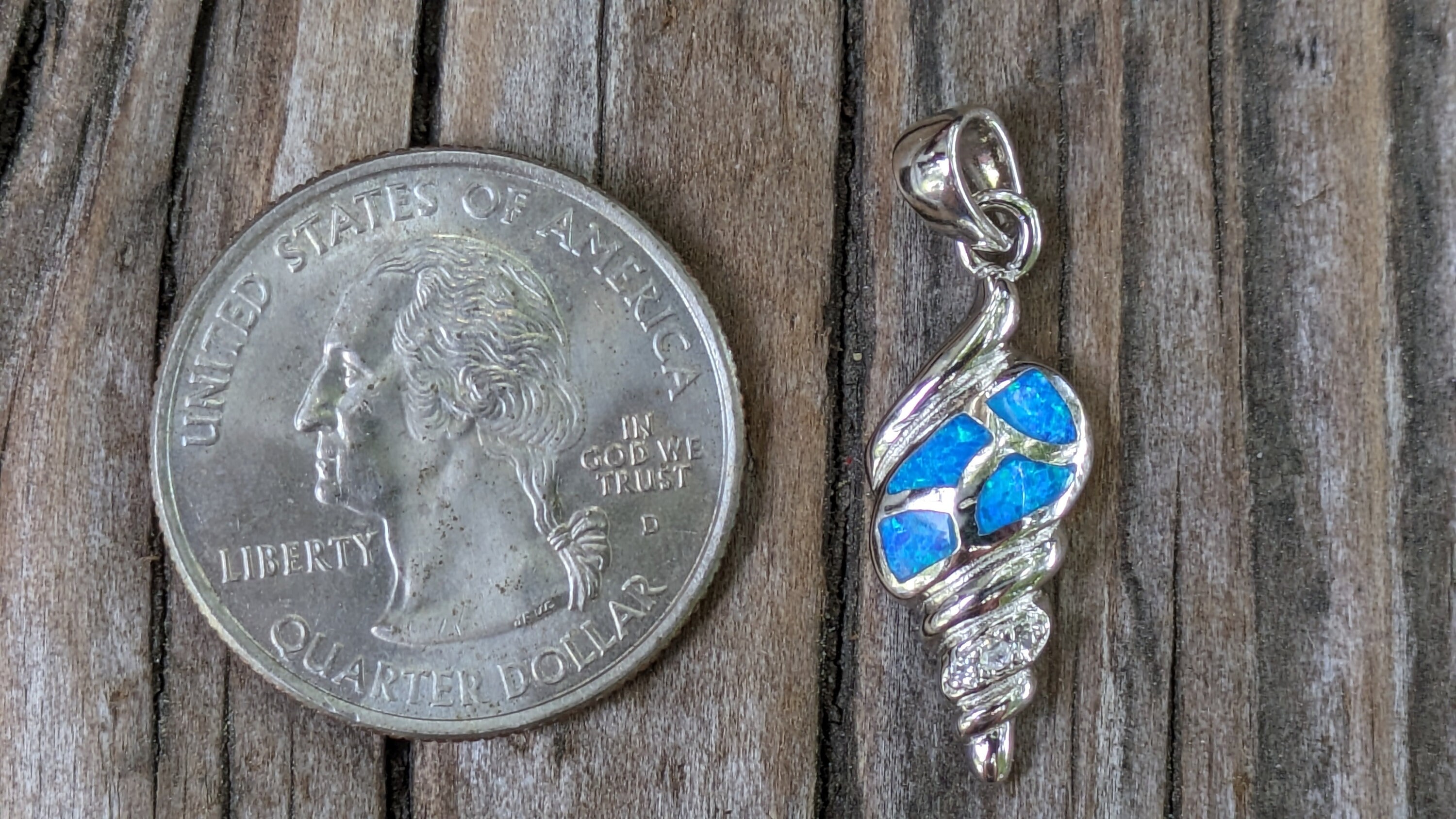 Blue Opal Auger Shell Sterling Silver Charm | Conch Charm - Etsy