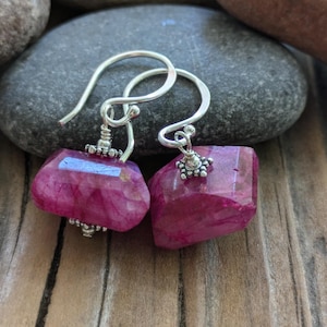 Pink Moonstone and Sterling Silver Earrings