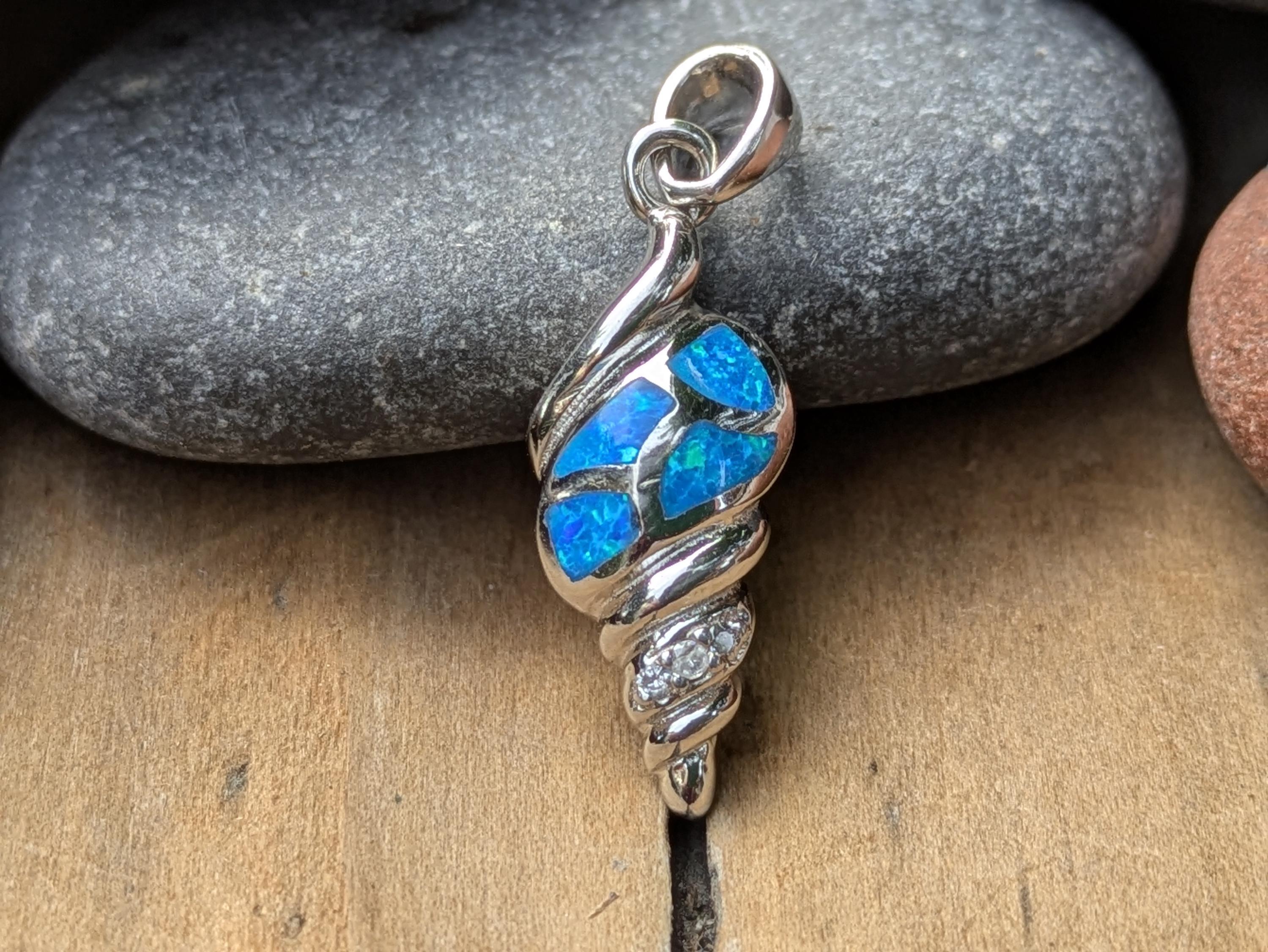 Blue Opal Auger Shell Sterling Silver Charm | Conch Charm - Etsy
