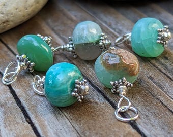 Blue Peruvian Opal and Sterling Silver Charm | | ONE CHARM | October Birthstone