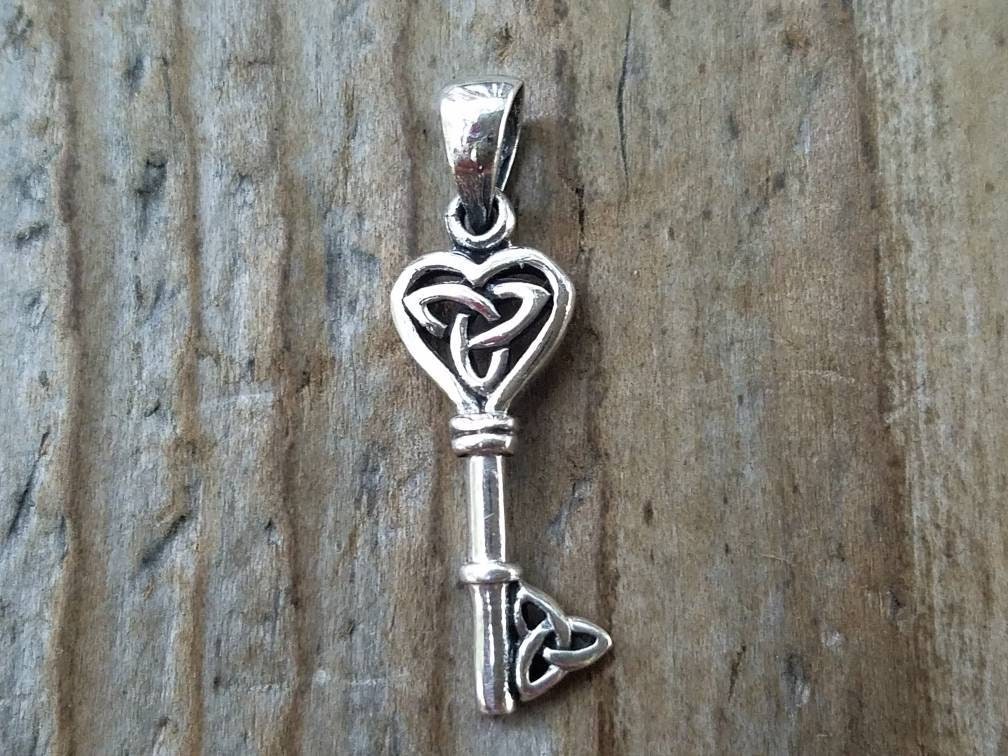 Sterling Silver Celtic Knot Key Pendant Skeleton Key Charm Etsy
