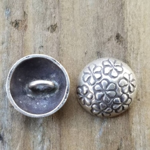 Hill Tribe Silver Flower Imprint Button, 12mm Shank Button
