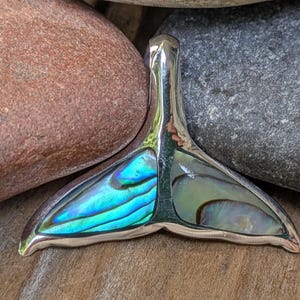 Abalone and Sterling Silver Whale Tail Pendant