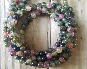 Rainbow Tourmaline Smooth Round Beads, 4 - 5mm Natural Rainbow Tourmaline, Loose Gemstone Bead, Jewelry Supply, Beading Supply