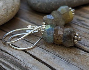 Labradorite and Sterling Silver Earrings, Artisan Jewelry