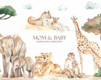 Mom And Baby Animals Etsy