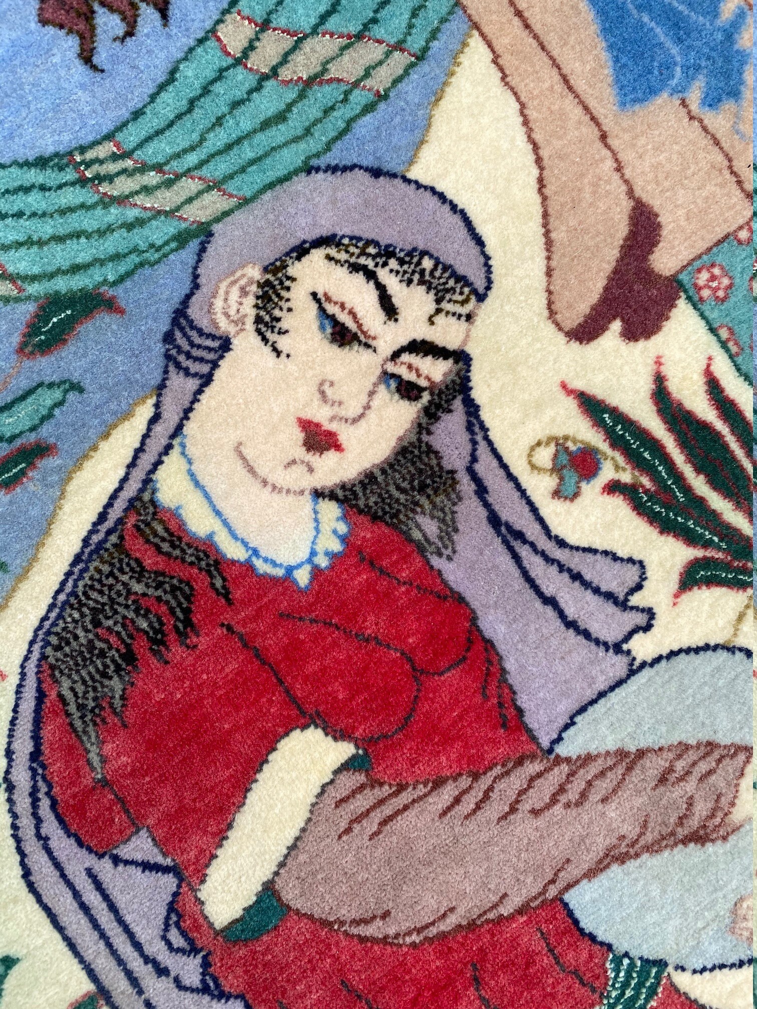 逸品　シルクタペストリー　刺繍　アレクサンドル・ルイ・ルロワール原画アンティーク ヴィンテージ絵画タペストリー：ハンドメイドシルク＆ウールの