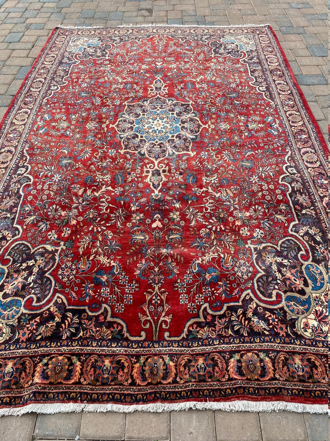 Tapis extérieur vintage ovale - Valenca Nova bleu clair/beige