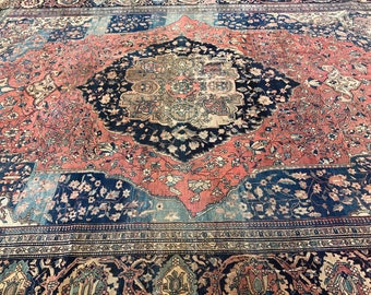 Museum Quality Rare Antique Handmade Oriental Rug, 1880&#39;s, Mint Condition, Vegetable Dyes, Lovingly Aged & Muted Colors, 9&#39;8&quot;x12&#39;9&quot;
