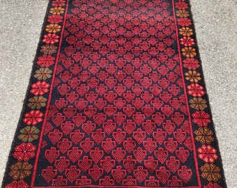 Brandneuer handgemachter afghanischer Herati-Akzent-Teppich, geometrisch, nomadisches Design, Kamelhaar, 3'6 "x 6'2"