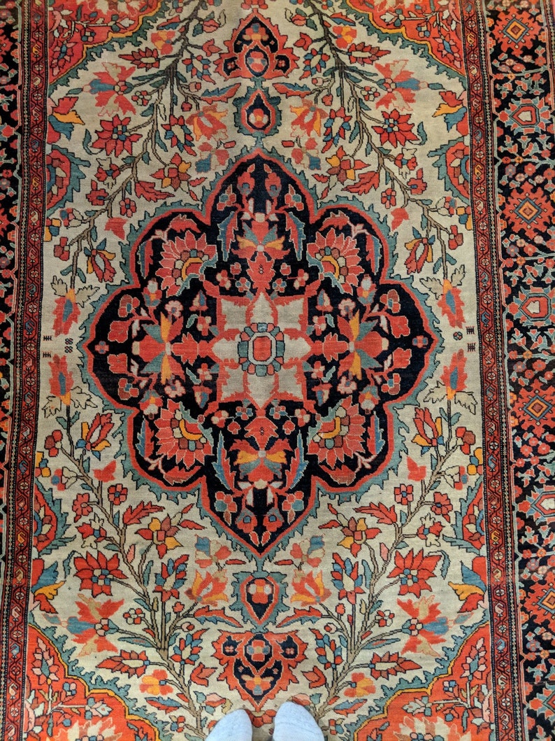 Antique Handmade Oriental Floral Area Rug, Late 1800's Mint Condition ...