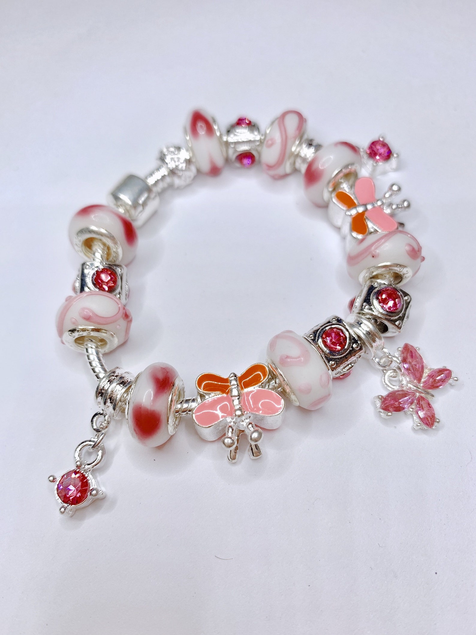 Pink Butterfly Charm Bracelet Pandora Style PA1314 Butterfly Etsy
