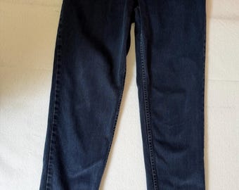 Jean taille haute Wrangler vintage des années 90 pour femme | Jean mom en coton rigide délavé foncé | Taille 12 x 34 cm