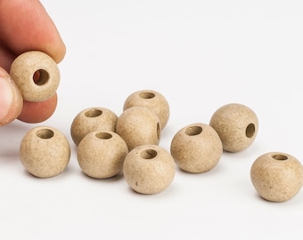 18mm Round Matte Beige Ceramic beads, 5mm Large hole ceramic bead findings, Greek ceramic matte beads, PRC0015x2