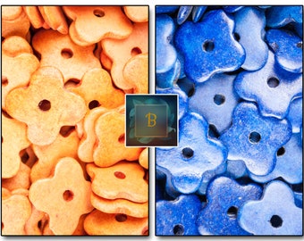 3mm hole ceramic spacer beads 15mm long two matte rustic colors : blue and yellow with worn-out effect 5mm wide 20 pieces cube beads