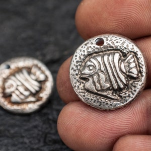 Rustic Fish pendant 2pcs Greek meral fish pendant, mykonos fish pendant, boho fish pendant for jewelry making, Greek metal casting