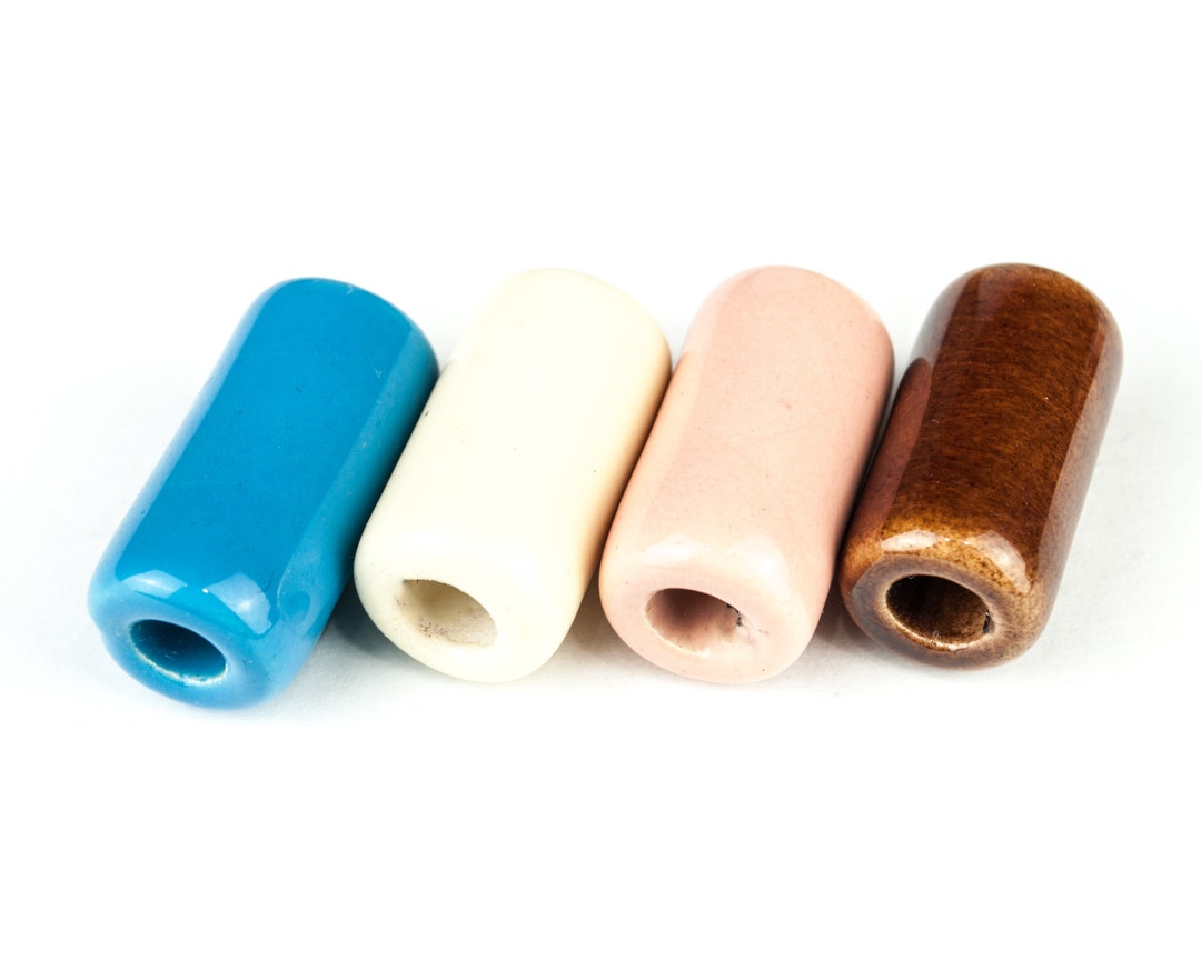 25mm Large Ceramic Tube Beads in Four Glazed Colors Greek Etsy