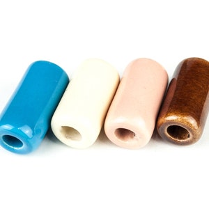Grandi perle di tubo di ceramica blu, perle di tubo blu di greco per creazione di gioielli, risultati di perle di ceramica di grandi fori