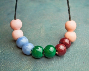 Glazed ceramic beads 15-18mm, Handmade Large Ceramic ball beads, Mykonos beads, Ceramic Greek Bead Terracotta in 4 colors