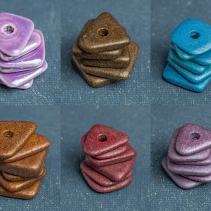 20pcs Ceramic Washer Beads, Mykonos Chip Washer Beads 13 a 15mm, greco Ceramic chip perline, grandi distanziali irregolari (rondelle) in 6 colori