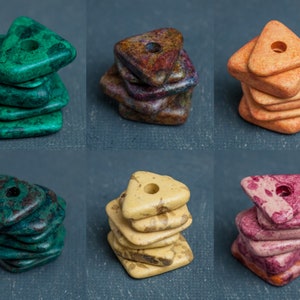 20 perline in ceramica, perline a rondella grande da 13 a 15 mm, perline in ceramica greca di Mykonos, grandi distanziatori irregolari (rondelle) in 6 colori