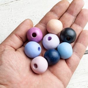 Extra Large Handmade matte ceramic beads 23mm, Large hole 6mm Mykonos ceramic bead findings, Large Greek clay beads, PRC0121x2