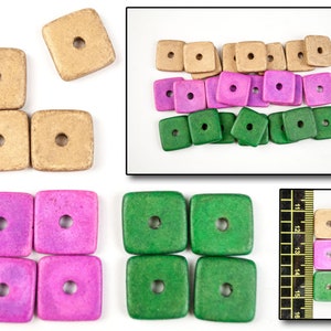 Perline quadrate piatte, perline a rondella quadrate, 13mm perline geometriche, distanziatori in ceramica beige, viola o verde, 10 pezzi