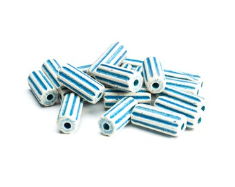 Long Blue tube ceramic beads for jewelry making, Large ceramic beads 20mm/10mm/5mm, tube ceramic bead findings