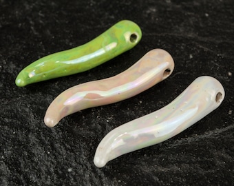 Enamelled Ceramic Spike Pendant, Lustrous Jewelry Bead (55mm)