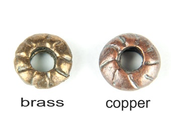 7 mm små lockiga munkdistanspärlor, grekiska pärlor i mässing och koppar, runda metallpärlor, rustika bronspärlor för smyckestillverkning, 20 stycken