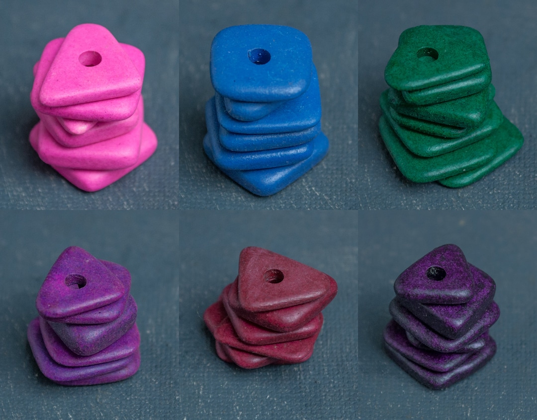 Mat Chip Washer Beads 13 to 15mm, Mykonos Greek Ceramic Chip Beads