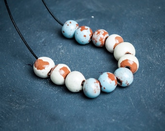 Greek Ceramic Beads, Glazed Clay Beads, 10mm (4pcs)