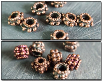Small copper spacer beads, Cute copper tribal beads, Copper spacer beads made in Greece metal beads, 10 pcs in a pack