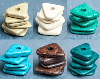 Mykonos Ceramic Chip Beads, Large Triangle Spacers, 13-15mm
